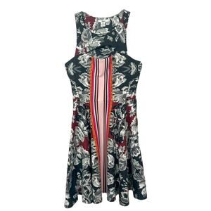 Macy's Bar III Women's Floral Striped Cutout Fit & Flare Skater Dress Small